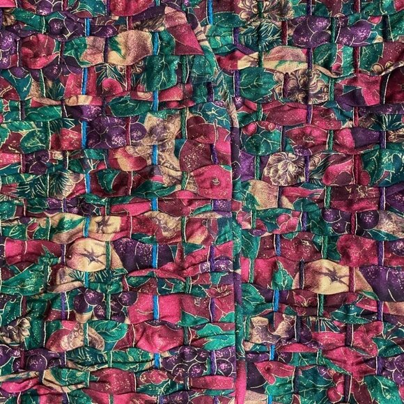 Vintage Handmade Woven Festive Print Vest with Purple Satin Back L - Picture 8 of 11